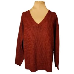 LuLaRoe Torrie Knit V-Neck Sweater Deep Red Women's Small